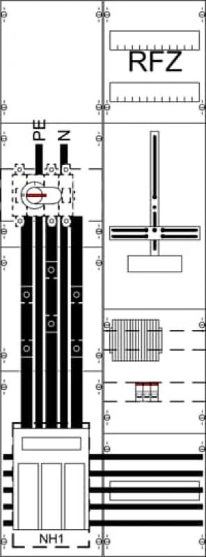 ABB STRIEBEL & JOHN WF29KK41T 9RE 2FB, Komplettfeld nach FNN, In 200A, mit Dreipunkt-Befestigung