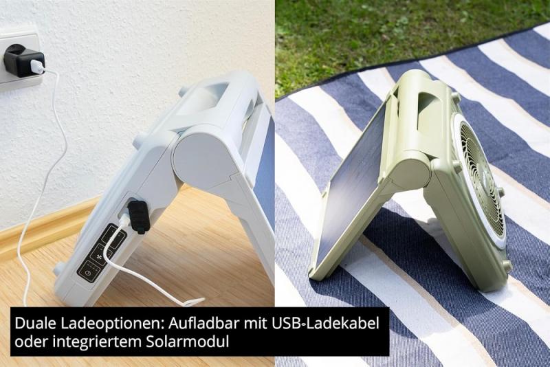 UNOLD 86517 Akku-Solar Standventilator Camping grau