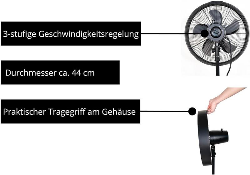 UNOLD 86725 Standventilator Black Steel schwarz