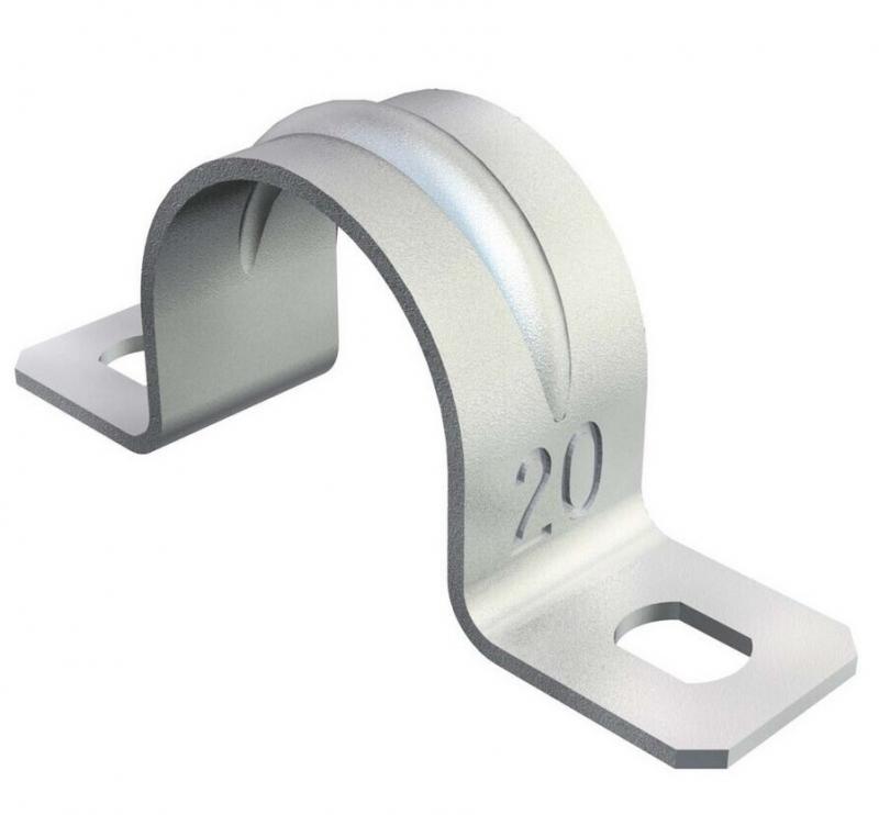OBO Bettermann 1018167 Befestigungsschelle 605 16 G, zweilappig, für Kabel und Rohre Ø 16 mm, Stahl verzinkt