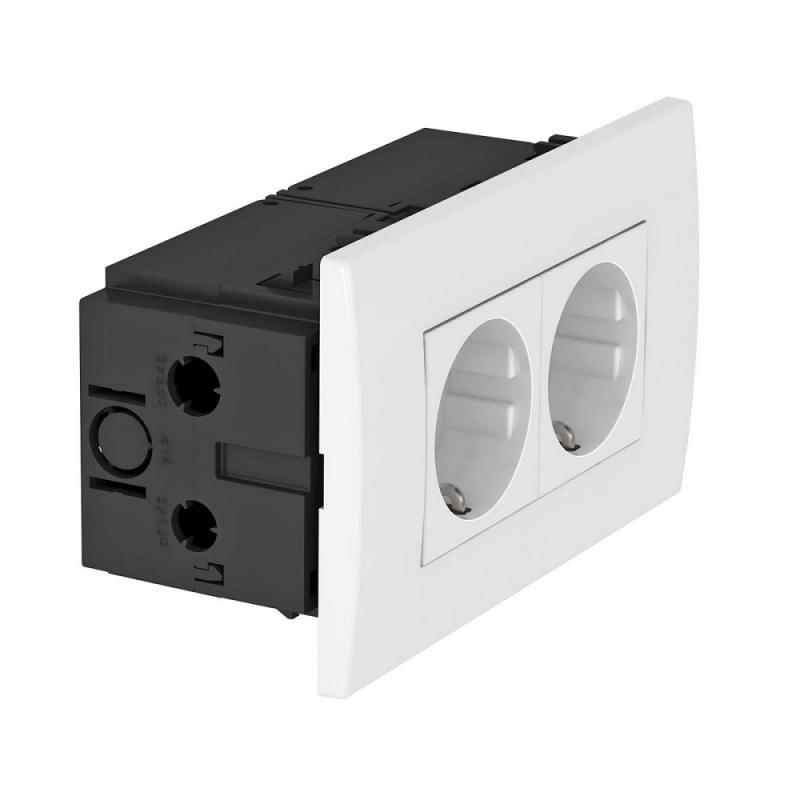 OBO Bettermann 6119407 SDE-RW D0RW2 Steckdoseneinheit AR45 2fach 0° reinweiß 16A 250V