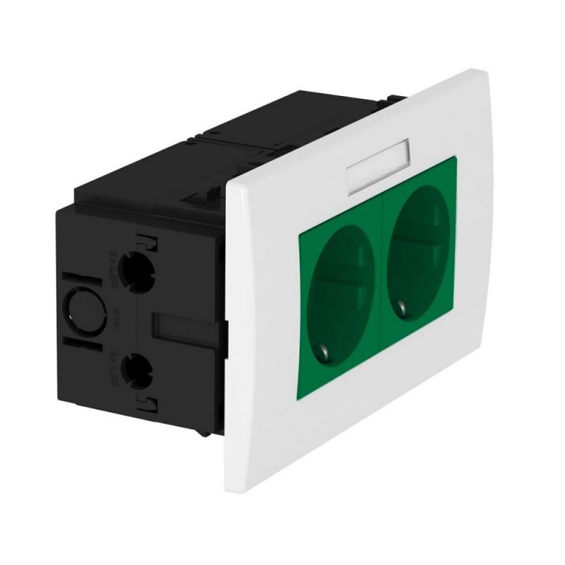 OBO Bettermann 6119428 SDE-RW D0GN2B Steckdoseneinheit AR45 2fach 0° mit Beschriftungsfeld minzgrün 16A 250V