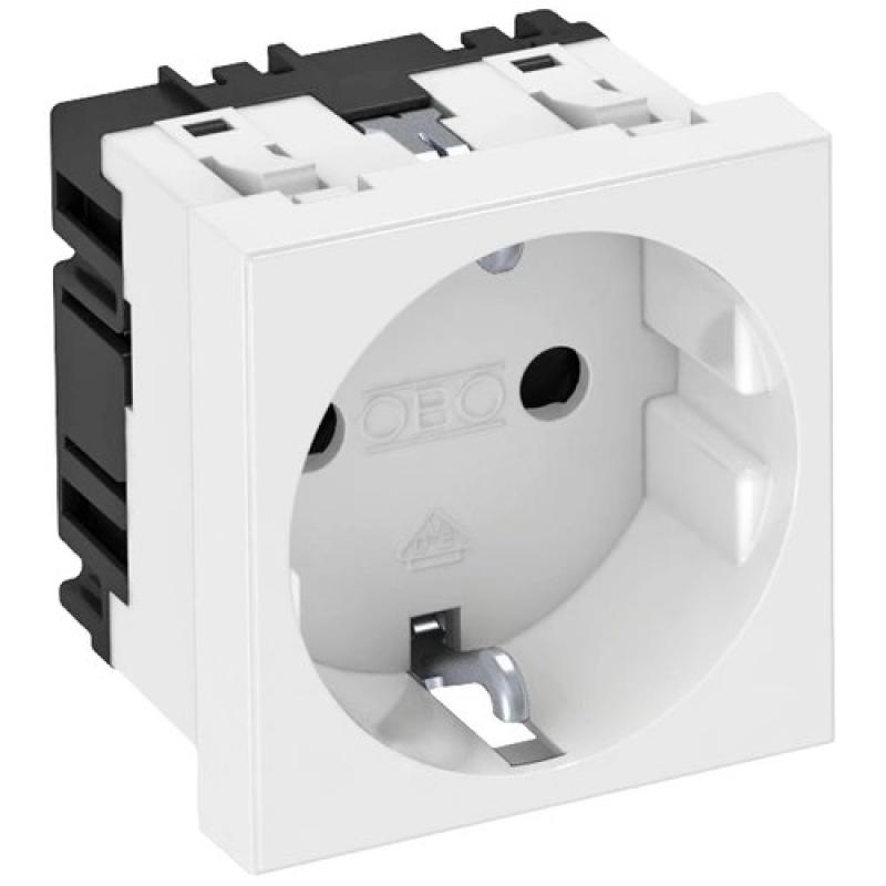 OBO Bettermann 6120008 STD-D0 RW1 Steckdose 0° 1fach Schutzkontakt reinweiß RAL 9010 16A 250V