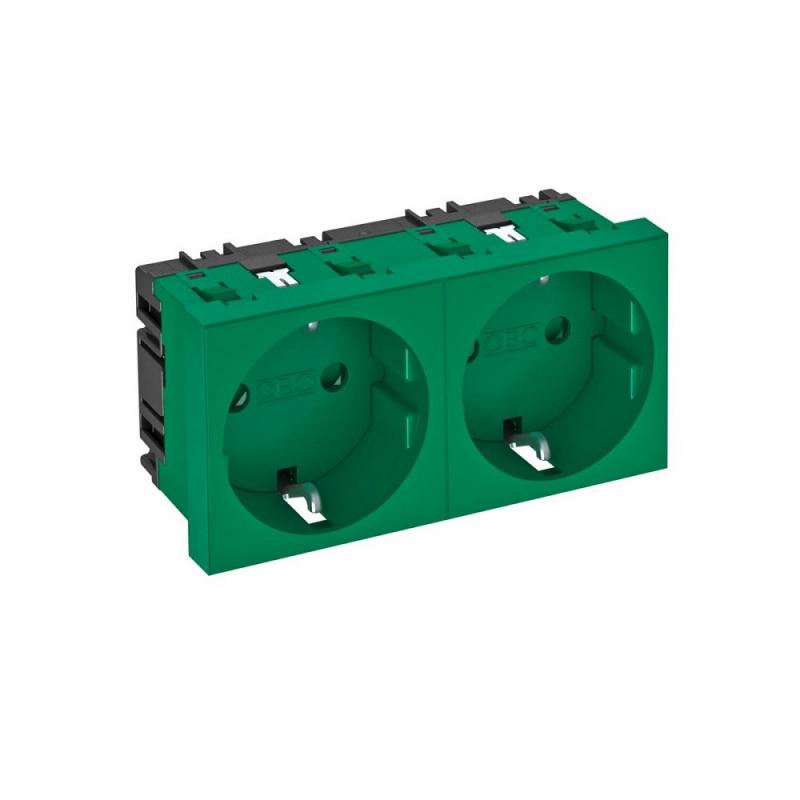 OBO Bettermann 6120026 STD-D0 MZGN2 Steckdose 0° 2fach Schutzkontakt minzgrün RAL 6029 16A 250V