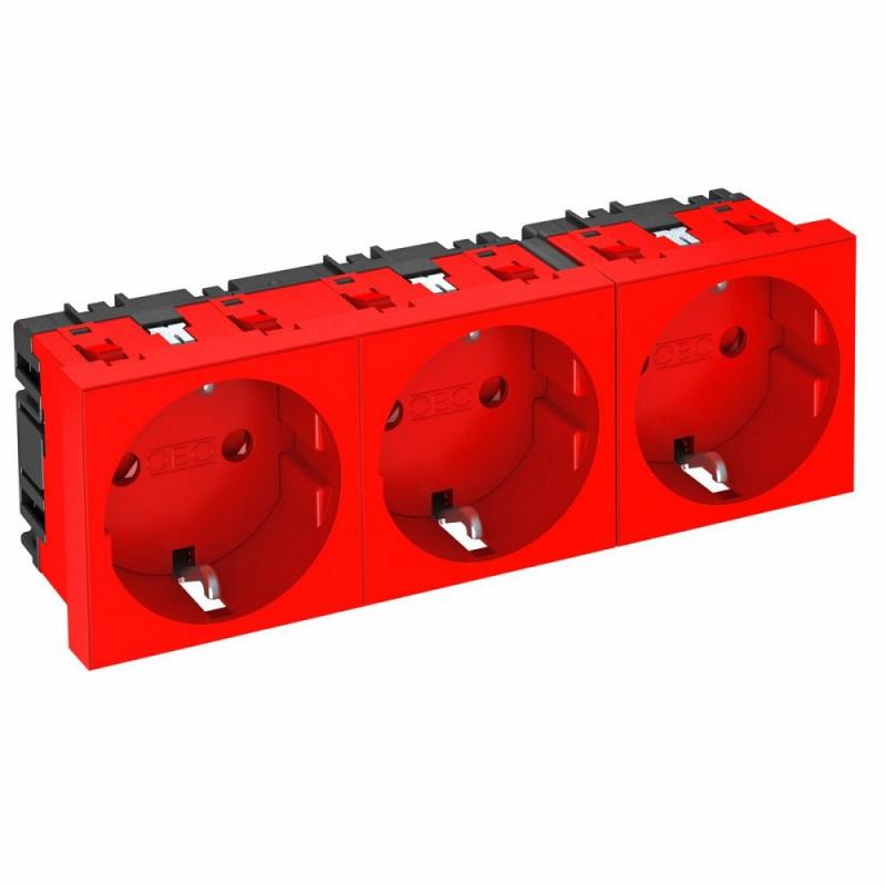 OBO Bettermann 6120048 STD-D0 SRO3 Steckdose 3fach Schutzkontakt signalrot RAL 3001 16A 250V