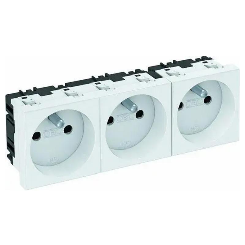 OBO Bettermann 6120192 STD-F0 RW3 Steckdose 3fach mit Erdungsstift reinweiß RAL 9010 16A 250V