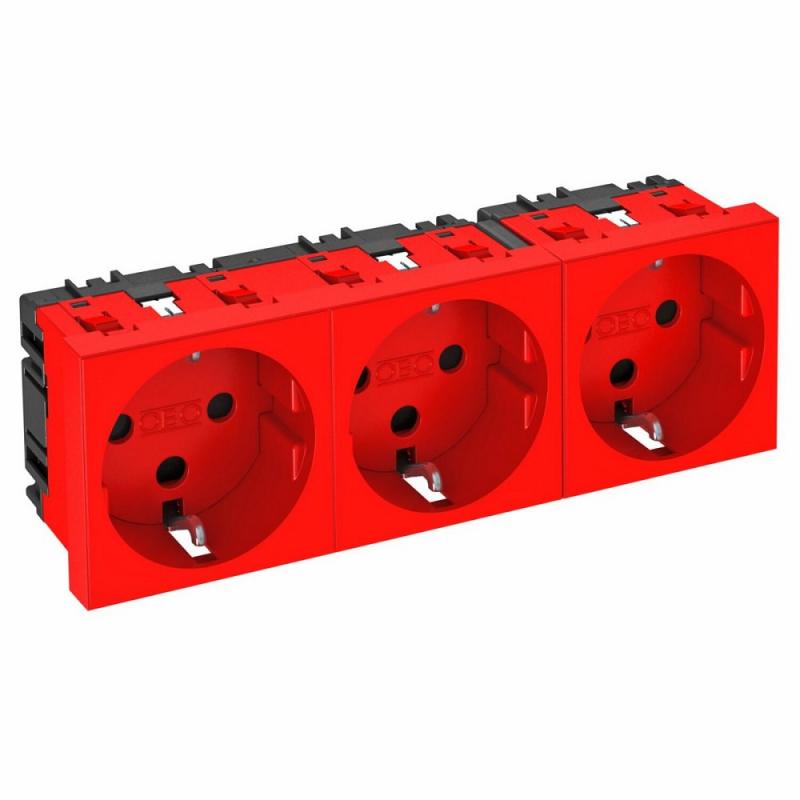 OBO Bettermann 6120296 STD-D0K SRO3 Steckdose 3fach kodiert Schutzkontakt signalrot RAL 3001 16A 250V