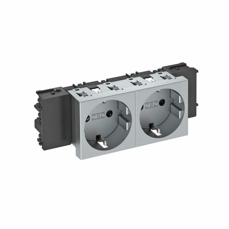 OBO Bettermann 6120372 STD-D0C AL2 Steckdose Connect 45 2fach Schutzkontakt alu lackiert 16A 250V