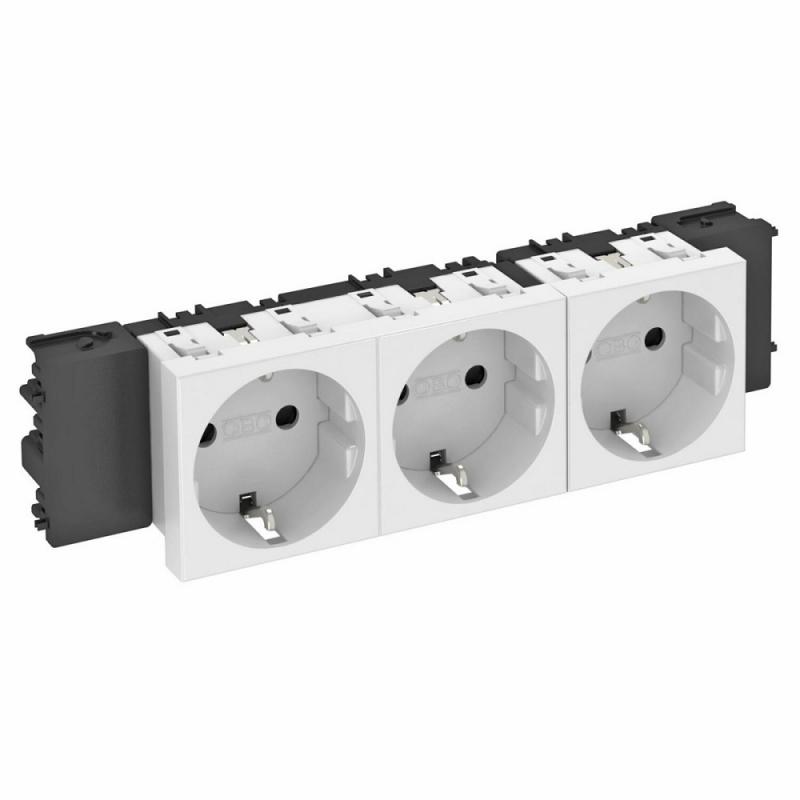 OBO Bettermann 6120382 STD-D0C RW3 Steckdose Connect 45 3fach Schutzkontakt reinweiß RAL 9010 16A 250V
