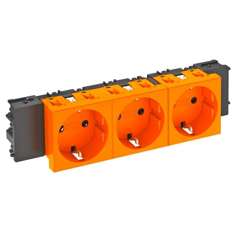 OBO Bettermann 6120384 STD-D0C ROR3 Steckdose Connect 45 3fach Schutzkontakt reinorange RAL 2004 16A 250V