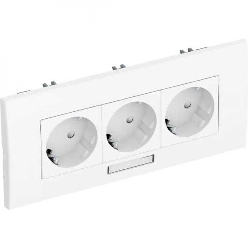 OBO Bettermann 6119453 SDE-ORW D3RW3B Schutzkontakt-Steckdose 3fach 33° reinweiß 16A 250V