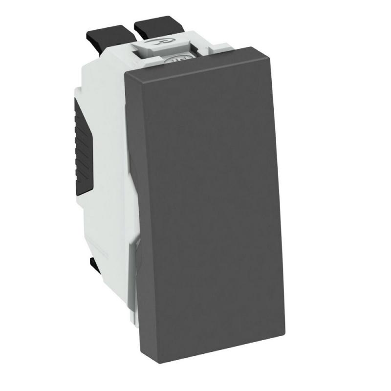 OBO Bettermann 6120962 TA-WB SWGR0.5 Wechseltaster 1/2 Modul 45 schwarzgrau RAL 7021 10A 250V