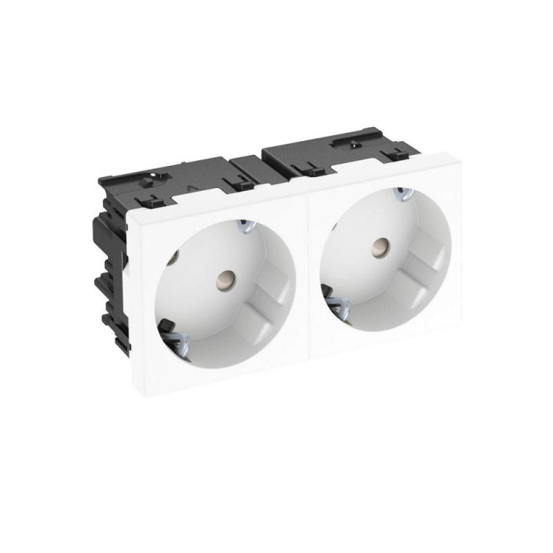 OBO Bettermann 6120483 STD-D3SC RW2 Steckdose Connect 45 2fach 33° Schutzkontakt reinweiß RAL 9010 16A 250V