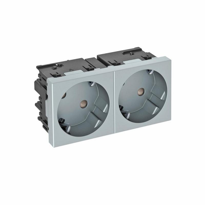 OBO Bettermann 6120493 STD-D3SC AL2 Steckdose Connect 45 2fach 33° Schutzkontakt alu lackiert 16A 250V