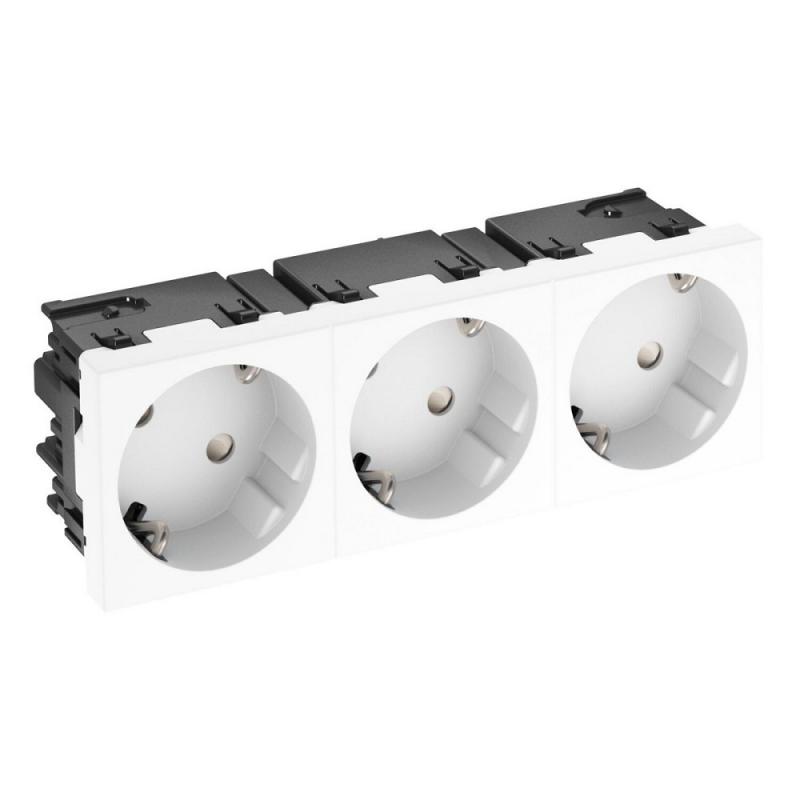 OBO Bettermann 6120503 STD-D3SC RW3 Steckdose Connect 45 3fach 33° Schutzkontakt reinweiß RAL 9010 16A 250V