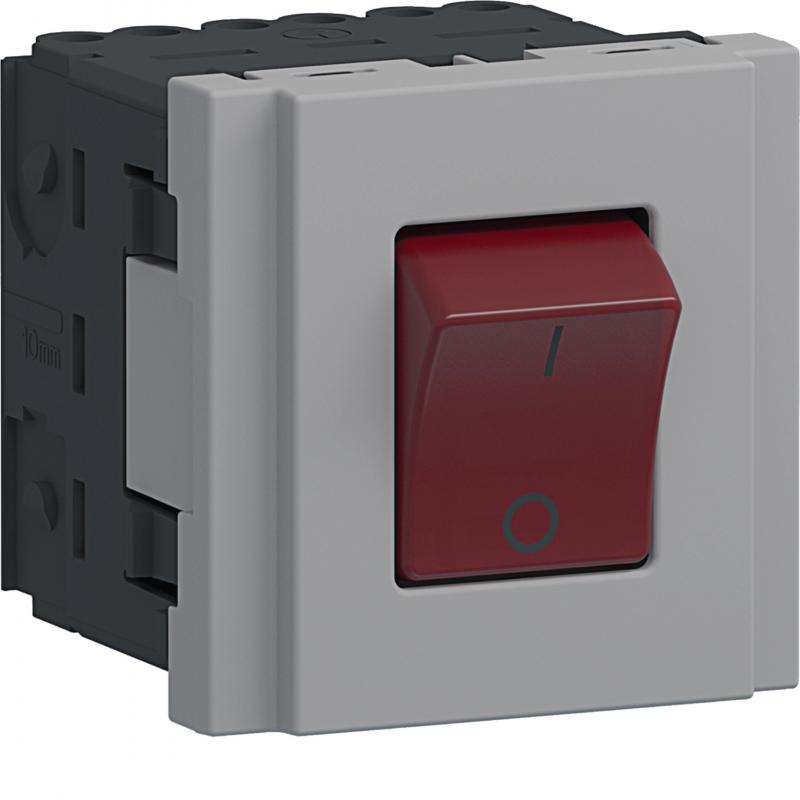 Hager Std 45x45 Schalter EIN/AUS 16A m\LED alu