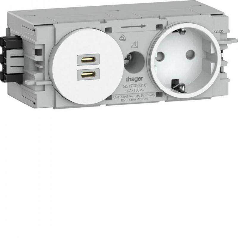 Hager Steckdose 1f+USB C/C PD Wago C-Profil vw
