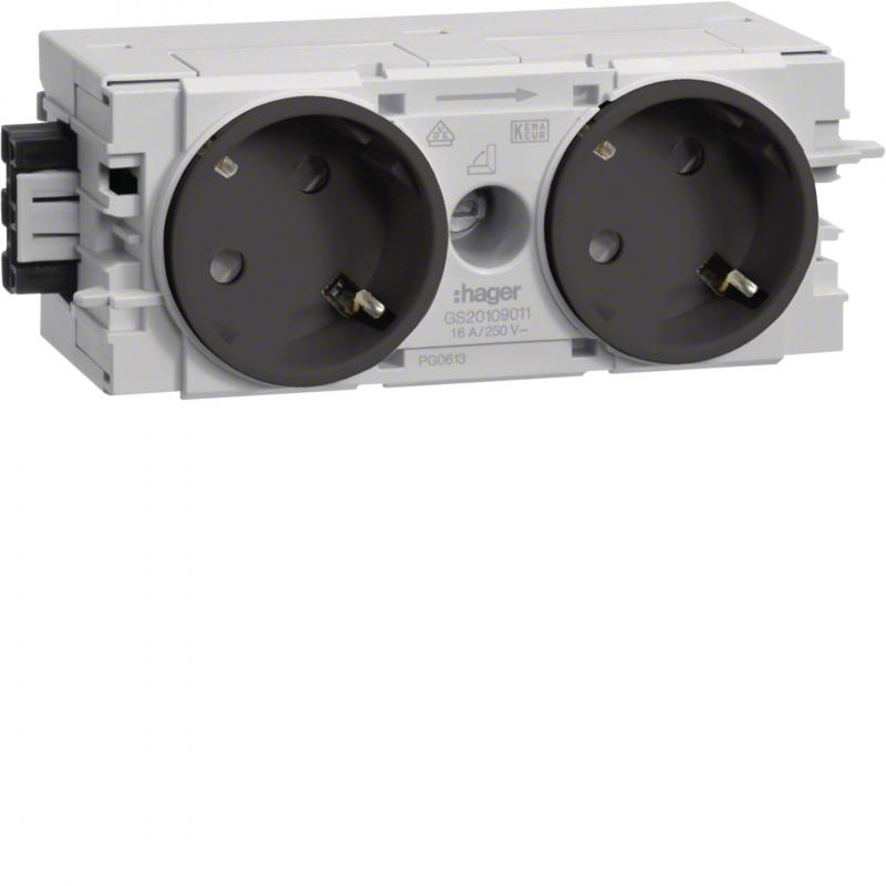 Hager Steckdose 2-fach 45° Wago C-Profil gs