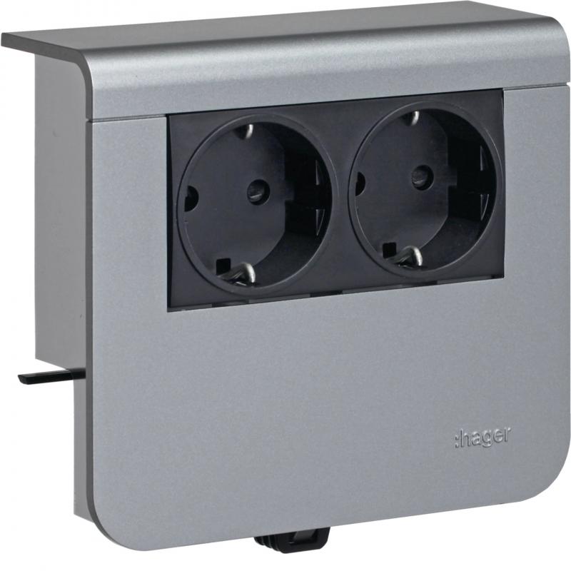 Hager Geräteträger 2 STD SL 20x55mm Dekor Alu