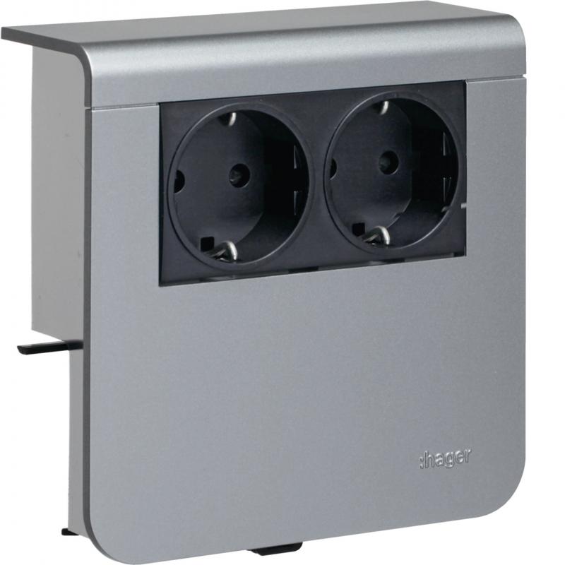 Hager Geräteträger 2 STD SL 20x80 Dekor Alu