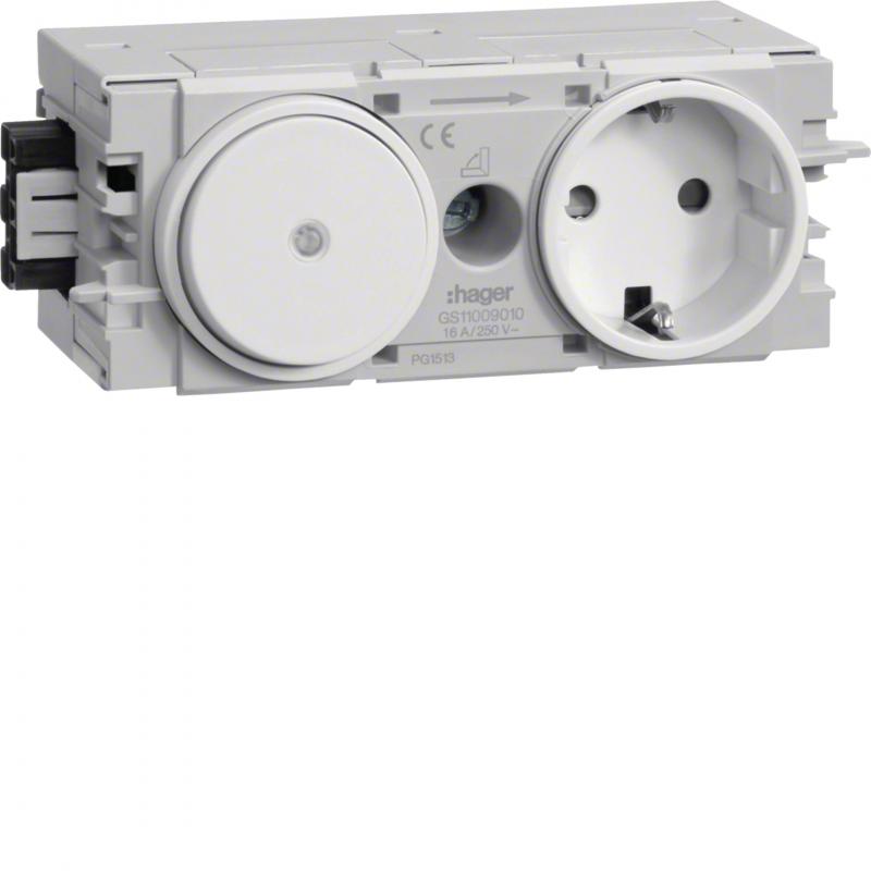 Hager Steckdose+Schalter Wago C-Profil vw