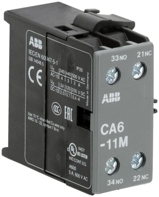 ABB CA6-11M Hilfskontaktblock 1S/1Ö, für 3-polige B(C)6, B(C)7 Kleinschütze Schraubanschluss, seitlich anbaubar