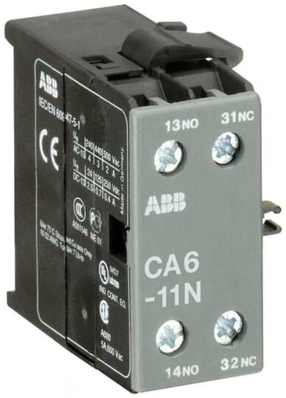 ABB CA6-11N Hilfskontaktblock 1S/1Ö, für 3-polige B(C)6, B(C)7 Kleinschütze Schraubanschluss, seitlich anbaubar