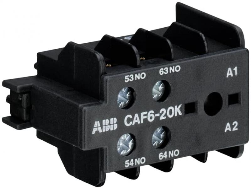 ABB CAF6-20K Hilfskontaktblock 2S/0Ö, für K6, KC6 Kleinhilfsschütze Schraubanschluss, frontseitig anbaubar,