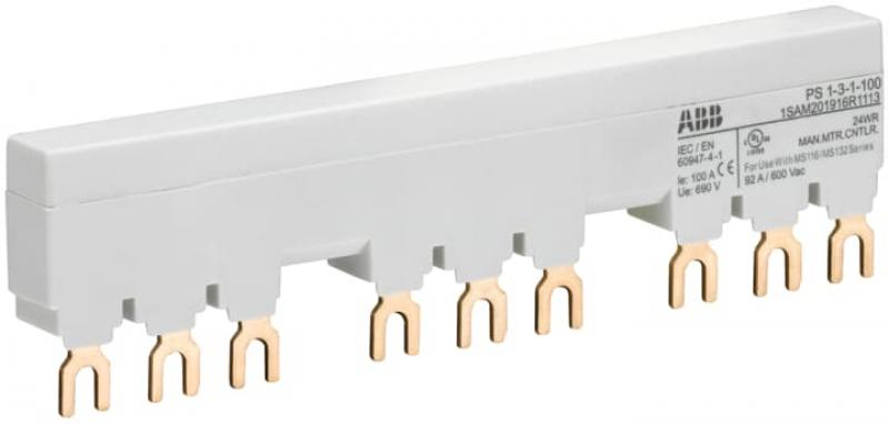 ABB PS1-3-1-100 3-Phasen-Sammelschiene für 3 MS116 / MS132 mit 1 HK/SK, Ie=100A