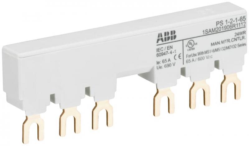 ABB PS1-2-1-65 3-Phasen-Sammelschiene für 2 MS116 / MS132 mit 1 HK/SK, Ie=65A