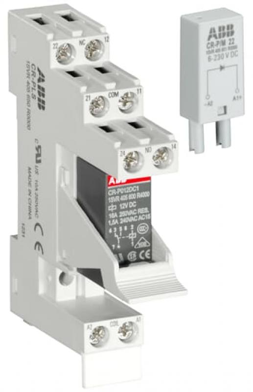 ABB CR-P024AC2SS62CV Interface-Relais komplett, Sockel, Halter, Funktionsmodul, A1-A2=24 V AC 2We, 250 V/8 A