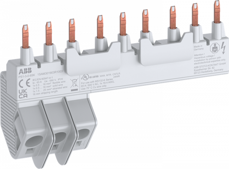 ABB PS1-3-0-65K 3-Phasen Sammelschiene 3x MS132-K, 65A