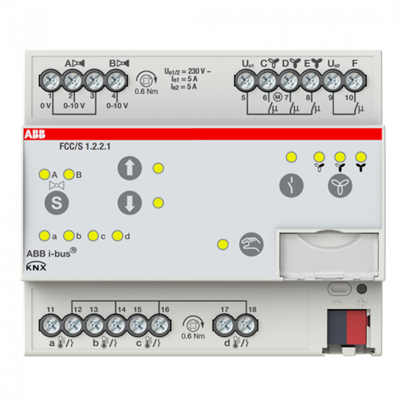 ABB FCC/S1.2.2.1 Fan Coil Controller, 2 x 0-10 V, manuelle Bedienung, 3-stufig, REG