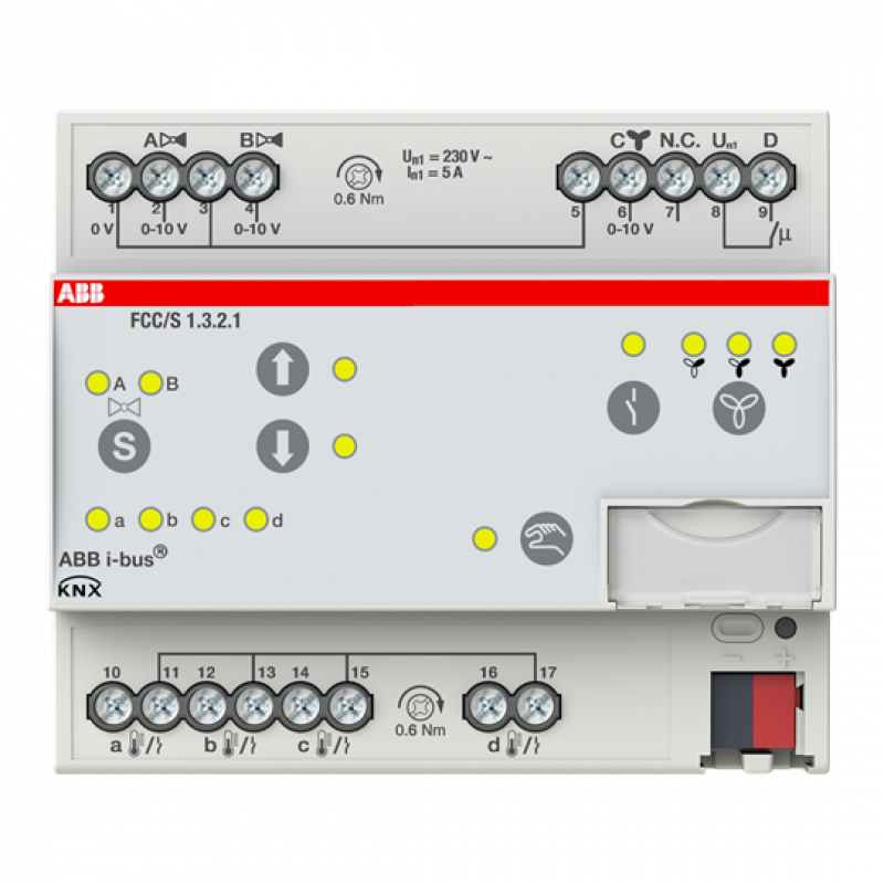 ABB FCC/S1.3.2.1 Fan Coil Controller, 3 x 0-10 V, manuelle Bedienung, REG