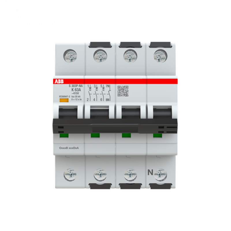 ABB S303P-K63NA Sicherungsautomat K-Char., 25 kA, 63A, 3+NA