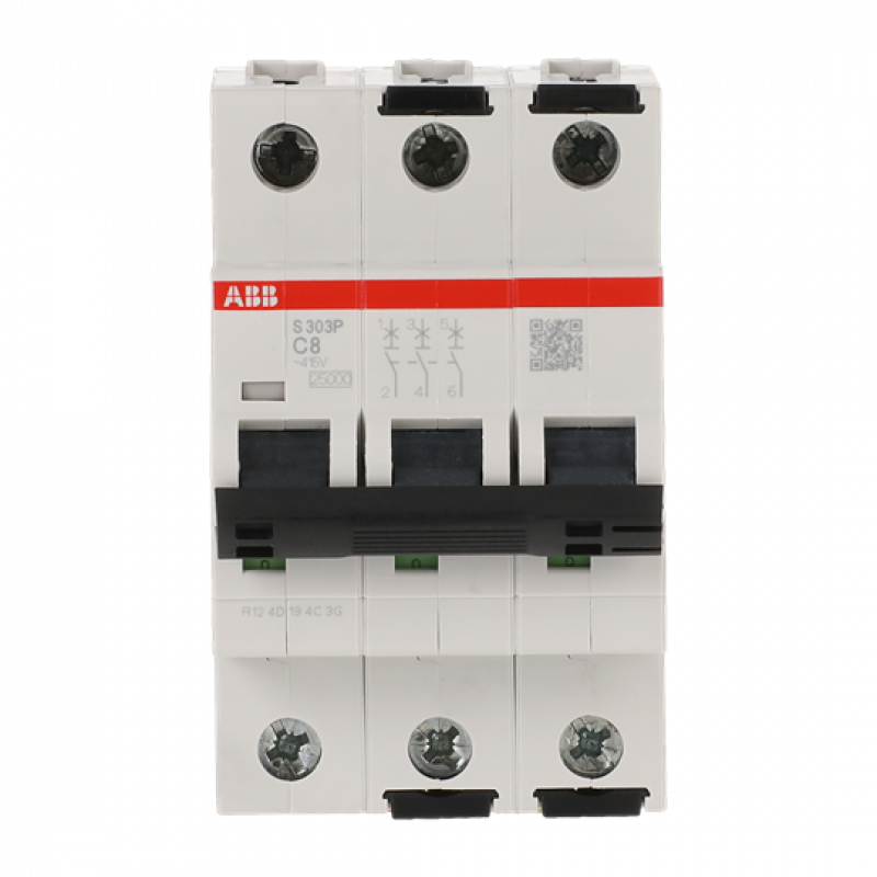 ABB S303P-C8 Sicherungsautomat C-Char., 25 kA, 8A, 3P