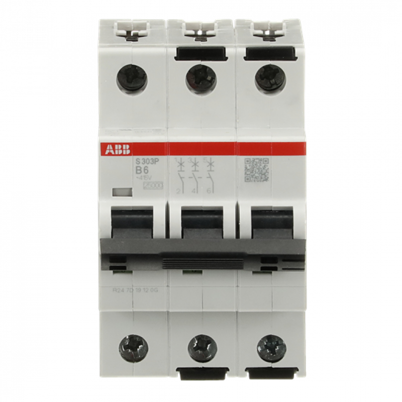 ABB S303P-B6 Sicherungsautomat B-Char., 25 kA, 6A, 3P