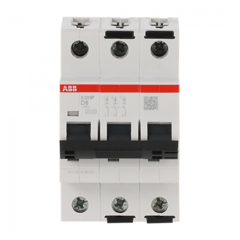 ABB S303P-D6 Sicherungsautomat D-Char., 25 kA, 6A, 3P