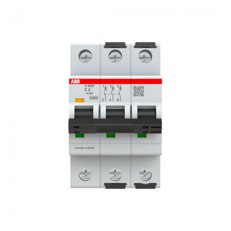 ABB S303P-C4 Sicherungsautomat C-Char., 25 kA, 4A, 3P