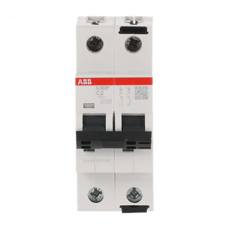 ABB S302P-C2 Sicherungsautomat C-Char., 25 kA, 2A, 2P