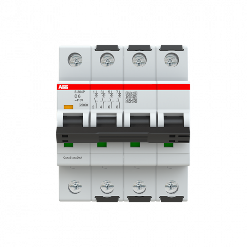 ABB S304P-C6 Sicherungsautomat C-Char., 25 kA, 6A, 4P