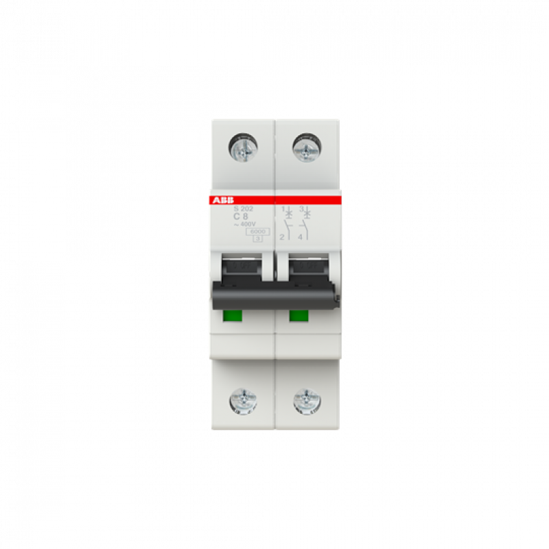 ABB S202-C8 Sicherungsautomat C-Char., 6 kA, 8 A, 2P