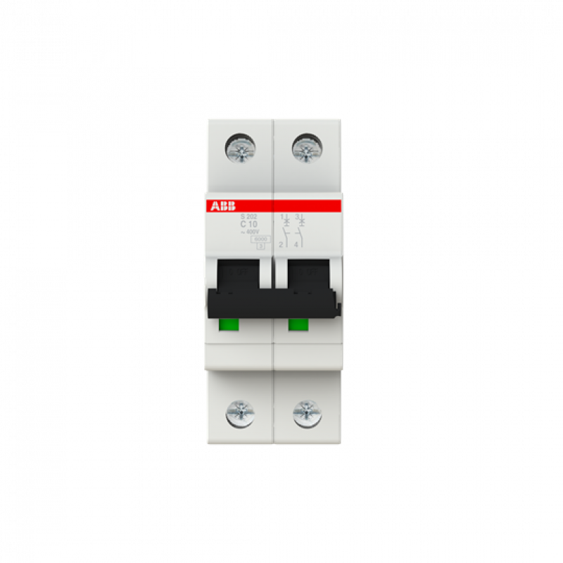 ABB S202-C10 Sicherungsautomat C-Char.,6kA,10A,2P