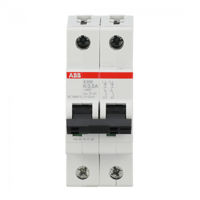 ABB S202-K0.5 Sicherungsautomat K-Char., 6 kA, 0.5 A, 2P
