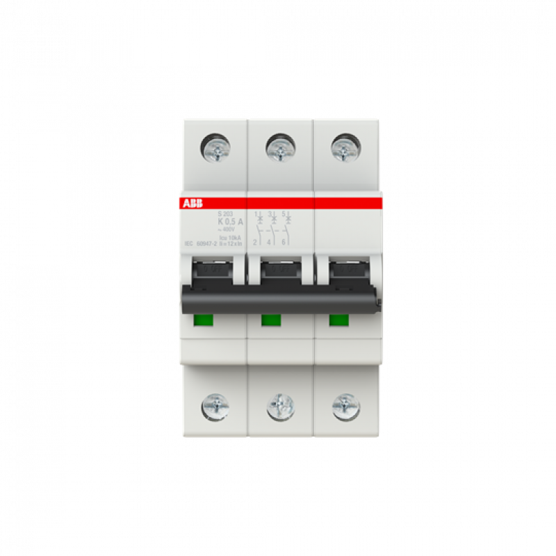 ABB S203-K0.5 Sicherungsautomat K-Char., 6 kA, 0.5 A, 3P