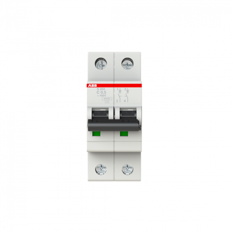 ABB S202-C0.5 Sicherungsautomat C-Char., 6 kA, 0.5 A, 2P