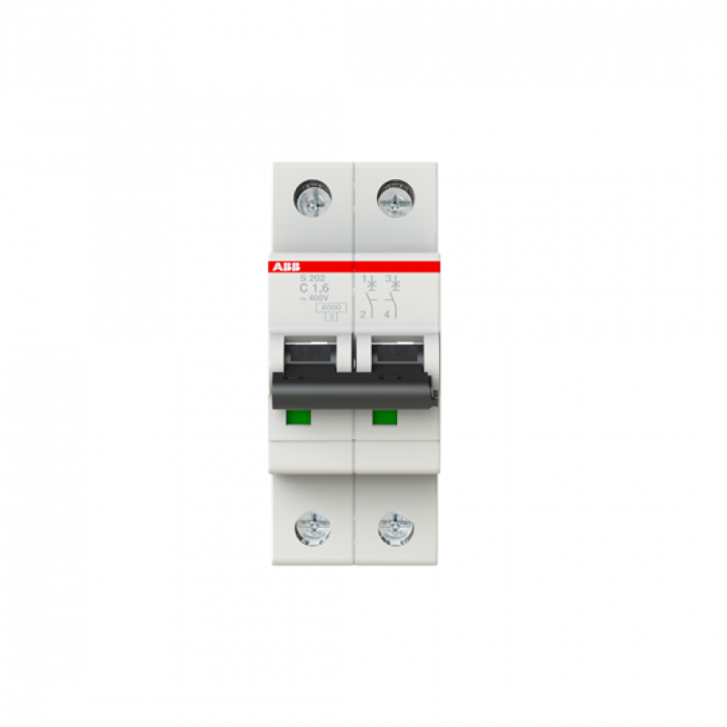 ABB S202-C1.6 Sicherungsautomat C-Char., 6kA,1,6A,2P