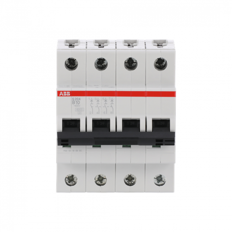 ABB S204-B10 Sicherungsautomat B-Char., 6 kA, 10 A, 4P