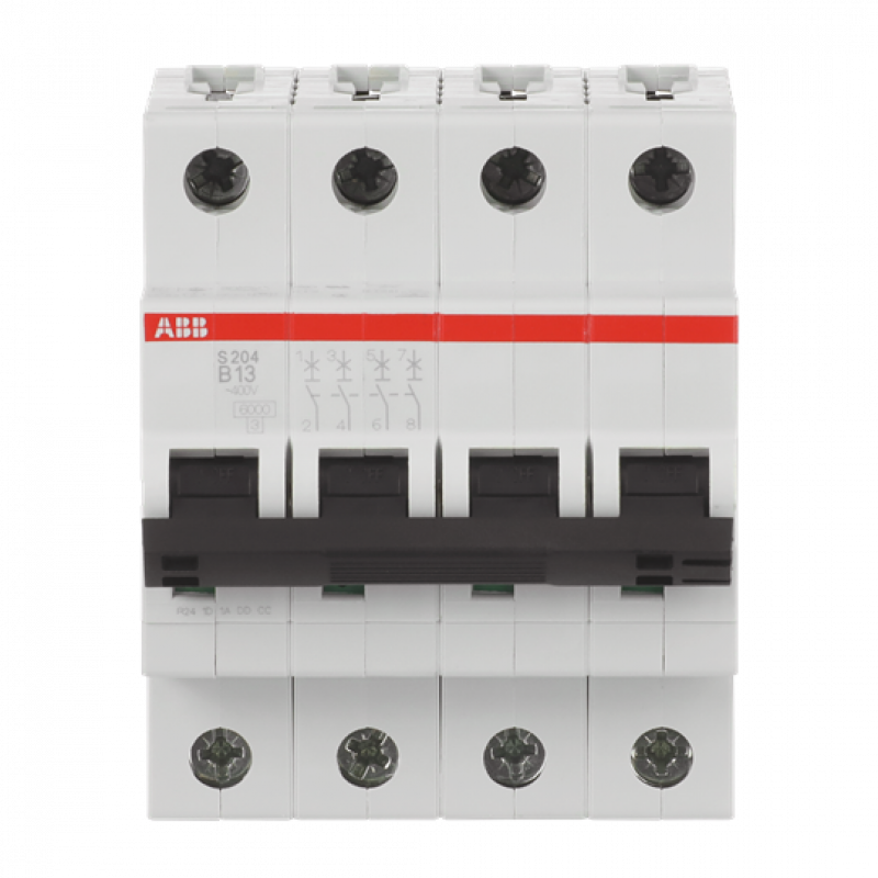 ABB S204-B13 Sicherungsautomat B-Char., 6 kA, 13 A, 4P