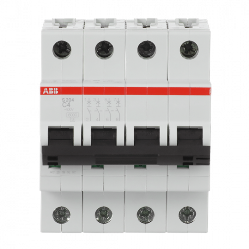 ABB S204-C4 Sicherungsautomat C-Char., 6 kA, 4 A, 4P